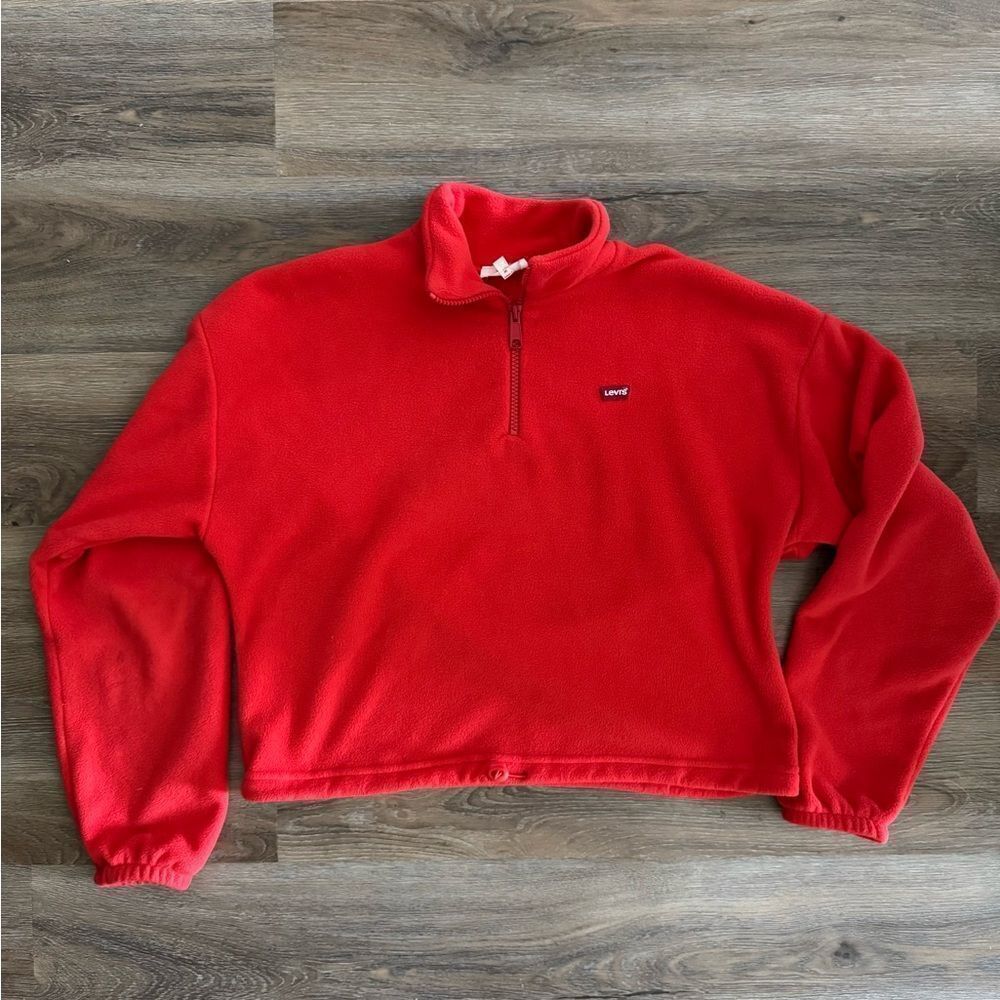Levi's Women’s Cropped Red Fleece Sweater
